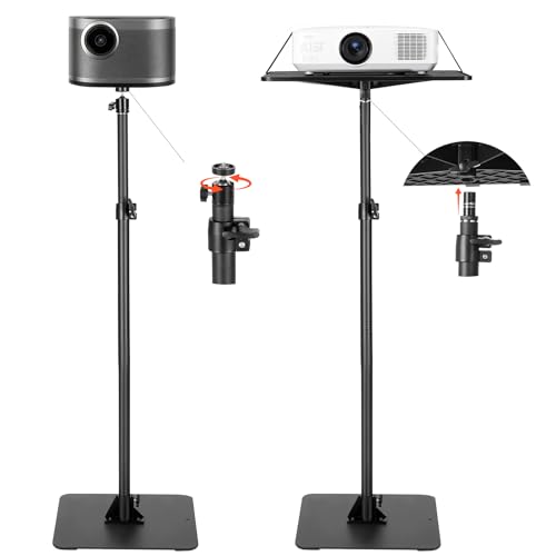 VEVOR Projector Stand, Projector Floor Stand with Adjustable Height 30.3 to 63.4 inch, 360° Horizontal Rotation Projectors Cart for Meetings, Outdoor Movies, Video Stand, Gimbal Mount or Tray Support