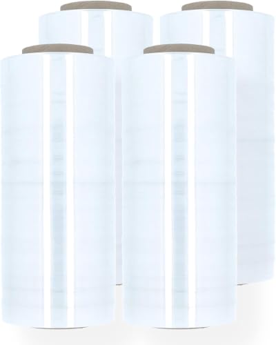 PSBM Blown Stretch Wrap, 8 Rolls 18 Inch x 1000 Feet 120 Gauge Heavy Duty Clear Plastic Wrap Industrial Strength Shrink Film for Moving, Packing & Shipping