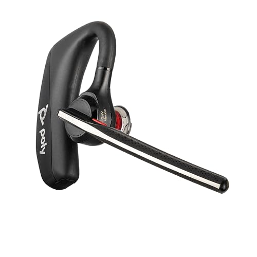 Poly Voyager 5200 Wireless Bluetooth Headset with Four Microphone Array WindSmart Technology Voice Control for Office and Remote Work (7S431AA#ABA) + Headphone Cleaner + Hub + Cloth (7pc Bundle)