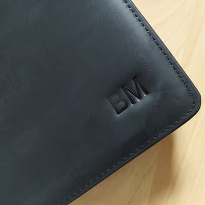 7-Ring Zippered Checkbook Binder for Business Checks - Premium Leather Portfolio Holds 600 Checks (9"x13") - Personalized Name/Logo for Men & Women