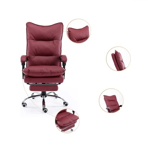 Office Chair Office Chair Leather High Back Executive with Foot Rest, Ergonomic Adjustable(Black)