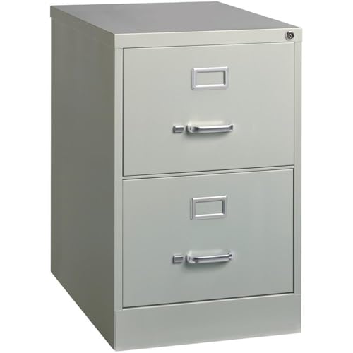 Pemberly Row 2 Drawers 28.38" Vertical Gray Metal Filing Cabinet Lockable Pre-Assembled Stationary Legal Size for Home, Office