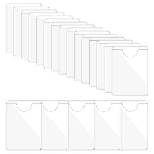 Self-Adhesive Label Holder Pockets 20Pcs Clear PVC Card Sleeves Top Open Index Card Holders