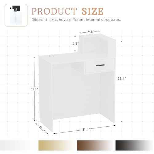 UxxStore Reception Desk with Drawer Storage Lockers, Front Desk Reception Counter Table, Modern Checkout Counter for Store, Reception Room Tables for Salon, Hotel, Cafe-Easy Assembly