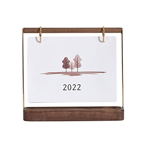 2022 Calendar Wooden Desk Calendar 2022 Creative Calendar Desktop 2022 Desktop Calendar Desk Accessories Standing Flip Desk Calendar (Color : 2) (1)