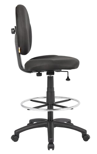 Scranton & Co Adjustable Fabric Drafting Stool, 26.5-31.5 in Seat Height, Black Finish, Contoured Back and Extra Large Cushion Seat, Pneumatic Height Adjustment, Office or Studio Seating