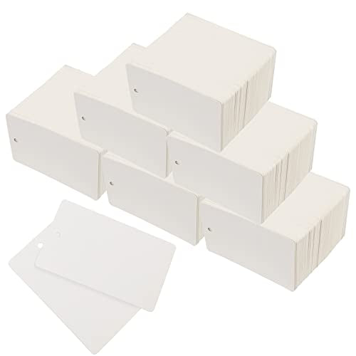 NINGWAAN 2400 PCS 1.7 x 2.9 Inch White Merchandise Tags, Unstrung Price Paper Tags with Hole, Blank Label Hang for Pricing, Tagging, Jewelry Clothing Sale Supplies