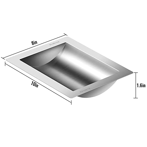 Transaction Tray,Ticketing Windows.Drop-in Deal Tray 304 Stainless Steel Cash Register Tray 16" Length x 10" Width x 1.6" Cash Window Embedded Trading Trayr Suitable for Service Station Ticket Windows