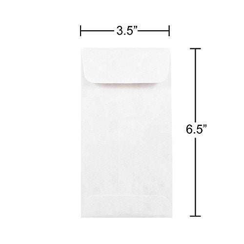 JAM PAPER #7 Coin Tyvek Tear-Proof Open End Envelopes - 3 1/2 x 6 1/2 - White - 250/Pack