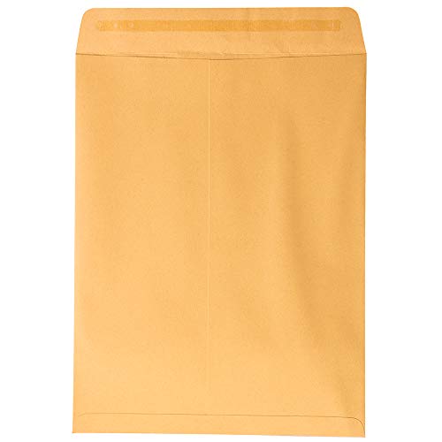 JAM PAPER 10 x 13 Open End Catalog Premium Envelopes with Peel and Seal Closure - Brown Kraft Manila - Bulk 500/Carton