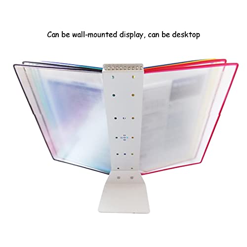 Metal Lectern Table Folder 10 A4 Pockets For Consultation And Presentation Of Documents(Blue)