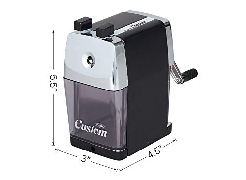 CARL CC-2000 (RED) Heavy Duty Pencil Sharpener – All-Metal Manual Crank for Classroom, Home, and Art – Precision Sharp Points, Jam-Resistant, Stable Clamp, Mess-Free Shavings Tray.