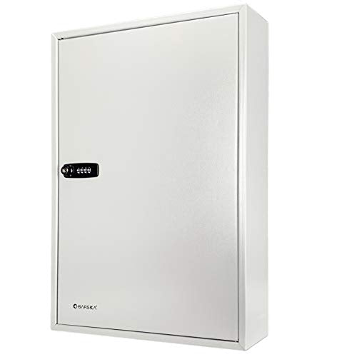 Barska Steel 160 Key Safe Cabinet with Combination and Key Lock Box, Grey