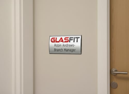 SET OF 6, OFFICE SIGN HOLDER FOR WALL OR DOOR MOUNT NAME PLATE FRAME DISPLAY CURVATURE PLAQUE SILVER ALUMINUM, 4.00" W x 6.00" H