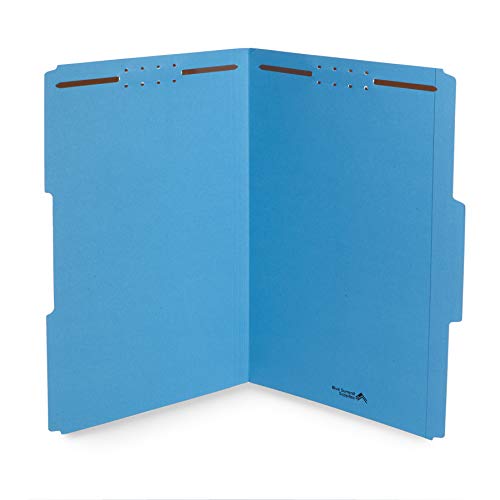 Blue Summit Supplies 50 Fastener File Folders, Legal, Heavy Duty, Blue