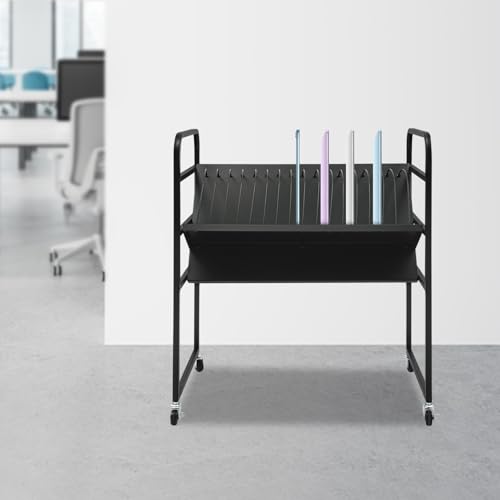 REHOUPTU 16-Device Laptop and Tablet Open Charging Station, Mobile Chromebook Cart with Cord Charger Management, Grounding Protection, Chromebook Organizer for Classroom, Office and Libraries