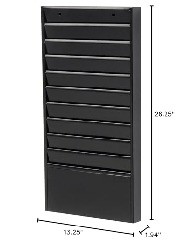 Global Industrial Steel Medical Chart Hanging Wall File Holder, 10 Pockets