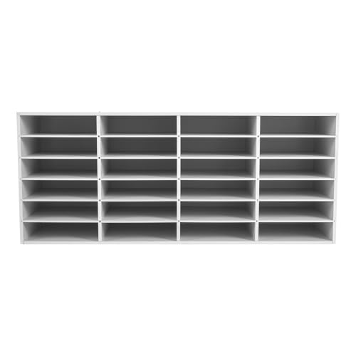 MhdunueSK Mailbox for Classroom 24 Slots, Mail Sorter, Paper Organizer Storage, Mail Organizer for Home Library Office Classroom (White, 24 Slots)