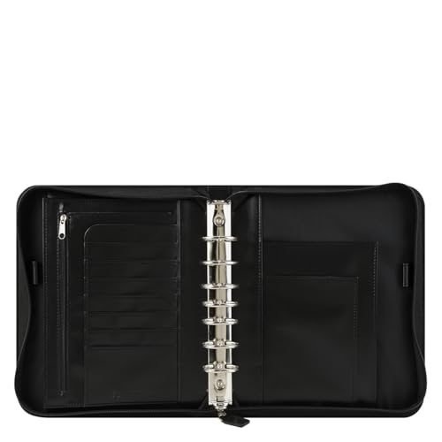 FranklinCovey - FC Signature Ring-Bound Binder for FranklinCovey Planners | Leather - Zipper Binder (Classic, Black)