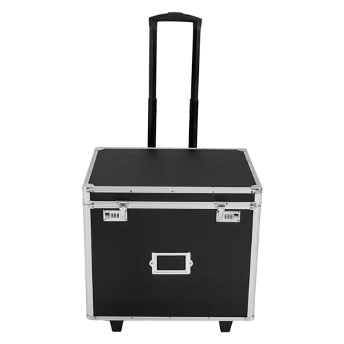 NEATOOM Locking File Storage Box, Rolling File Box with Handle & Wheels, Mobile Busniness Case with Dual-Combination Lock for Home Office