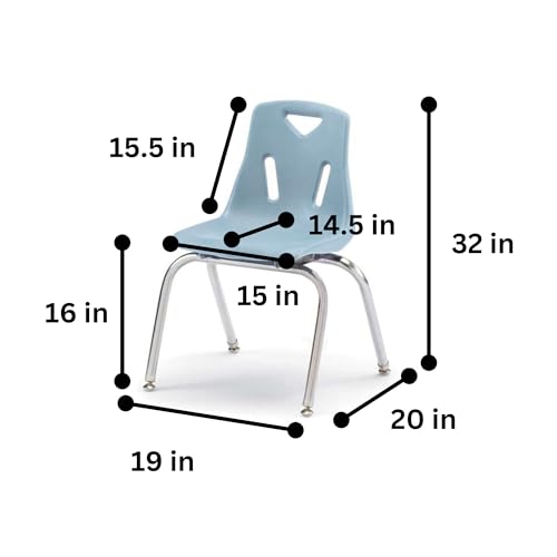 Berries Jonti-Craft 8146JC6131 Stacking Chairs with Chrome-Plated Legs, 16" Height, Coastal Blue, Pack of 6