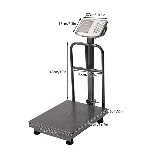 CXWAWSZ 660LB Industrial Digital Floor Scale with Removable Guardrail – Heavy Duty Platform Scale, LB/KG Conversion, for Postal, Luggage, Shipping & Mailing