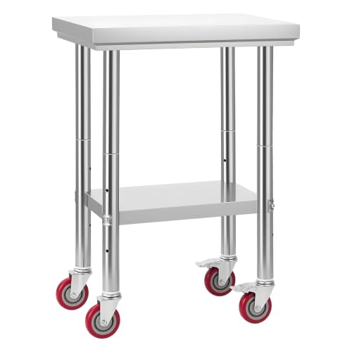24x18in Stainless Steel Worktable Adjustable Shelf SUS201 Stainless Steel