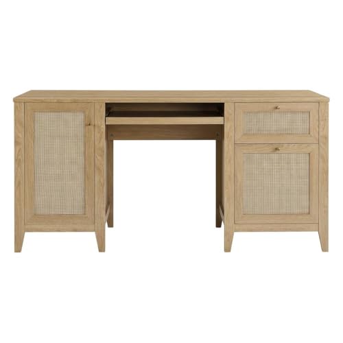 Bison office Brown Soma 63-Inch Office Desk, Computer Workstation with 0.5-Inch Thick Table Top, Sturdy Steel Frame, Modern Design for Home and Office Use