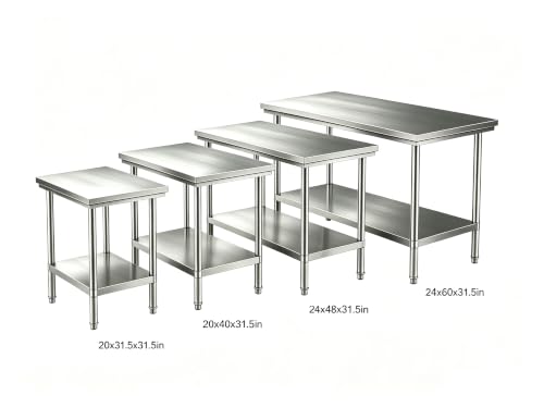 FITHOW 20x40 Stainless Steel Work Table,900-lb Capacity,Height Adjustable