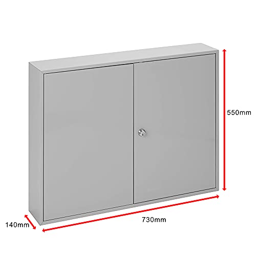 Burg-Wachter KC400HL Heavy Duty Double Door Key Cabinets, 400 Hooks, Grey