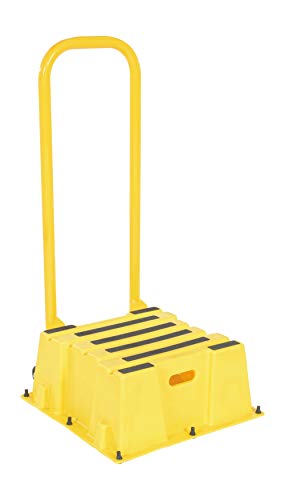 Vestil SPN-1-YL-HR-PO Polyethylene Nestable with Handrails Casters 1 Step 500 Lb. Capacity Yellow