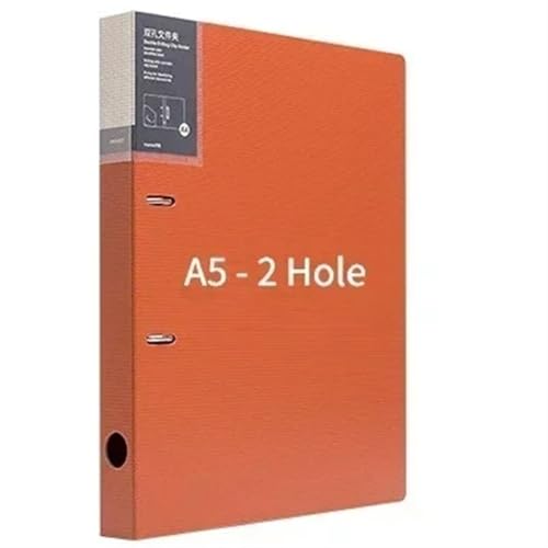 Filing Envelopes 2 Display Document Folder Binder Hole Book Storage File Ring Clip Loose-Leaf Color Plastic Folders(Orange)