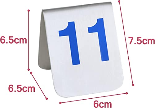 SAeWare 1-10/20 Table Number Signs Double-Sided, Table Cards Stainless Steel Tent Style, Metal Number Tags Cycle Used, for Restaurants, Bars, Parties, Weddings Table Cards,Blu-7.5X6X6.5Cm