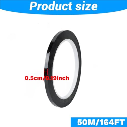 Anenog White Board Tape 10Pcs 50M Black Film High Temperature Resistant Shading Waterproof Tape Graphic Whiteboard Electrical Marking Tape for Office(5mmx50m)