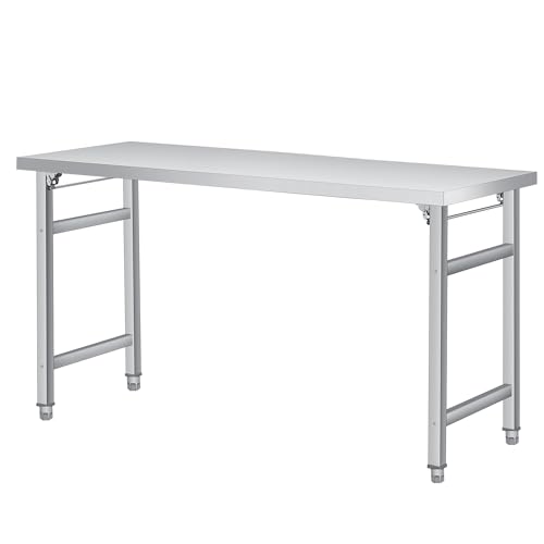 Garvee 60"x24" Stainless Steel Folding Table, 600LBS Food Prep Table