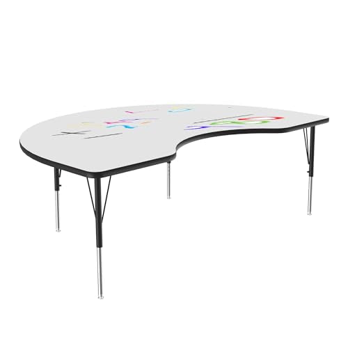 Correll 48" x 72" Kidney Dry Erase School Activity Table, Markerboard/Black