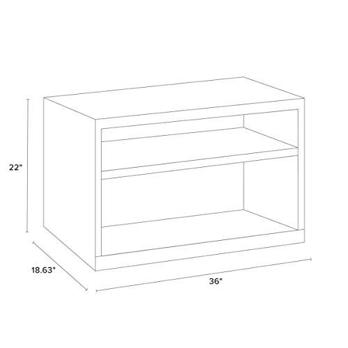 Hirsh 36 Inch Wide Low Credenza Metal Lateral Cabinet with Open Shelves for Home and Office, Charcoal