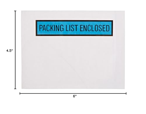Aviditi PL488 Poly Envelope, Legend "PACKING LIST ENCLOSED", 4-1/2" Length x 6" Width, 2 mil Thick, Blue (Case of 1000)