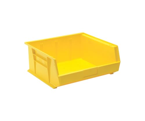 Aviditi BINP1516Y Plastic Stack/Hang Storage Bin Containers, 14-3/4" x 16-1/2" x 7", Yellow, Pack of 6, For Organizing Homes, Offices, Garages and Classrooms