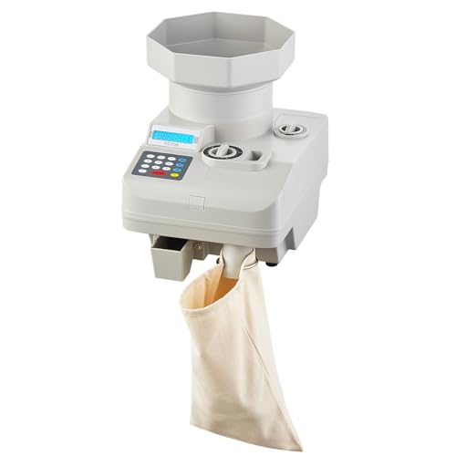 VEVOR High Speed Coin Counter, Professional Coin Sorter with Anti-Jam Tech, 1300 Coins/Min Counting Speed, 11000 Coins Hopper Capacity, Suitable for International Coins and Tokens