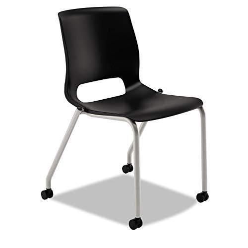 HON HMG2.N.A.ON.CU10.PLAT Motivate Onyx Shell Textured Platinum Frame Stacking Chair for 2 per Carton, Black