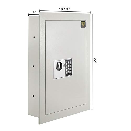 Paragon Safes In Wall Safe with Keypad and 2 Manual Override Keys, White