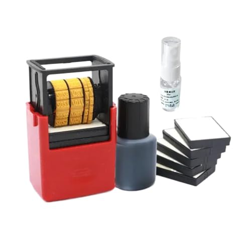 Handheld Portable Date Stamp Printer Quick-Drying Ink Date Printing Coding Machine Compatible with Food Plastic Bag Bottle Metal Cans Paper(5 pcs Ink)