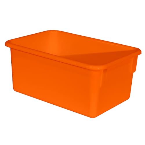 Wood Designs Cubby Storage Bin, Heavy Duty Plastic Containers for Kids Orange Cubby Tray Set of 25