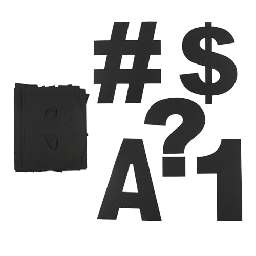 B2C 7" Black Project Letters, Numbers & Characters - Bold Paper Cutouts for Bulletin Boards, Classrooms, Posters & Displays, 6 Pack