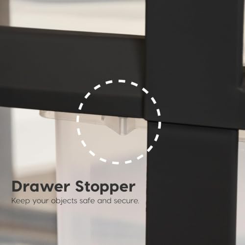 IRIS USA 3-Drawer Rolling Storage Cart, Black/Clear
