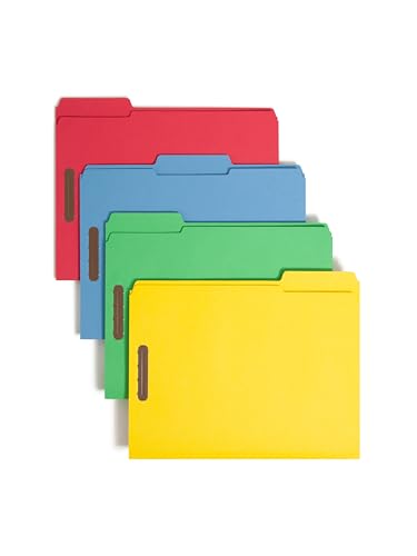 Smead Assorted Colors Fastener File Folders with Prongs, 3 Tab Letter Size