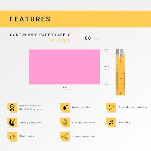 HouseLabels Compatible with Brother DK-2205, Pink, 2-4/9" x 100'