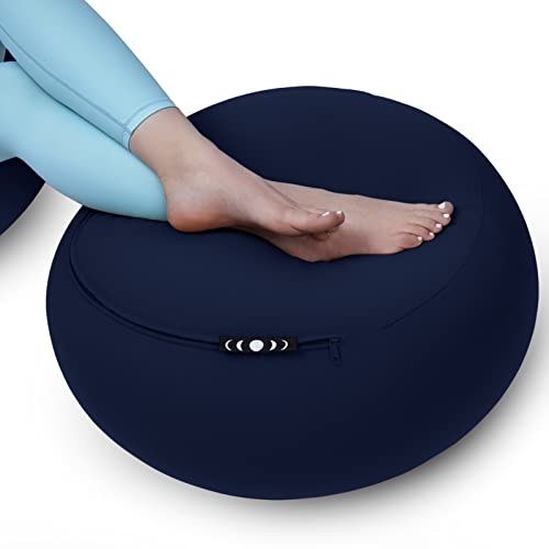 Moon Pod Lunar Lift Footrest for Bean Bag Chair - 20" x 8" Zero-Gravity Micro-Bead Stuffed for Stress, Relaxation & Comfort for Circulation (Navy)