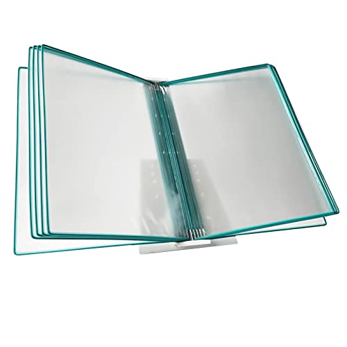 ZOCWJK Office Folders, Wall Mount Reference Organizer - Catalog Display Rack, Metal Lectern Table | 10 A4 Pockets | for Consultation and Presentation of Docu,Green